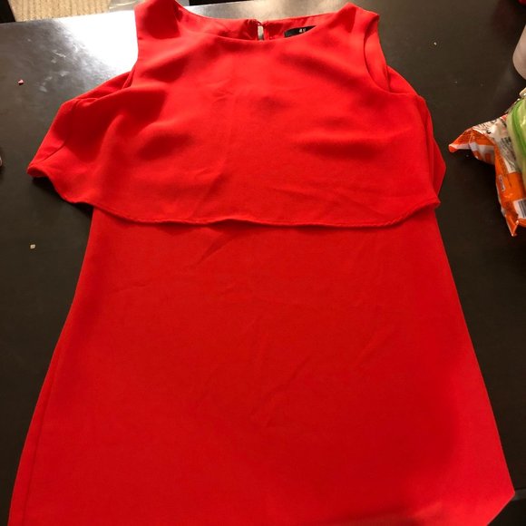 Red H&M Shift Overlay Dress Size 6 - Picture 1 of 3